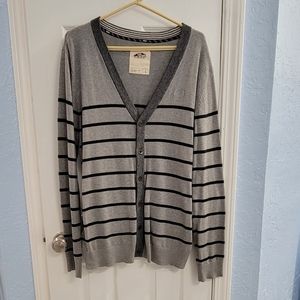 VANS Men's Black and Gray Striped Cardigan